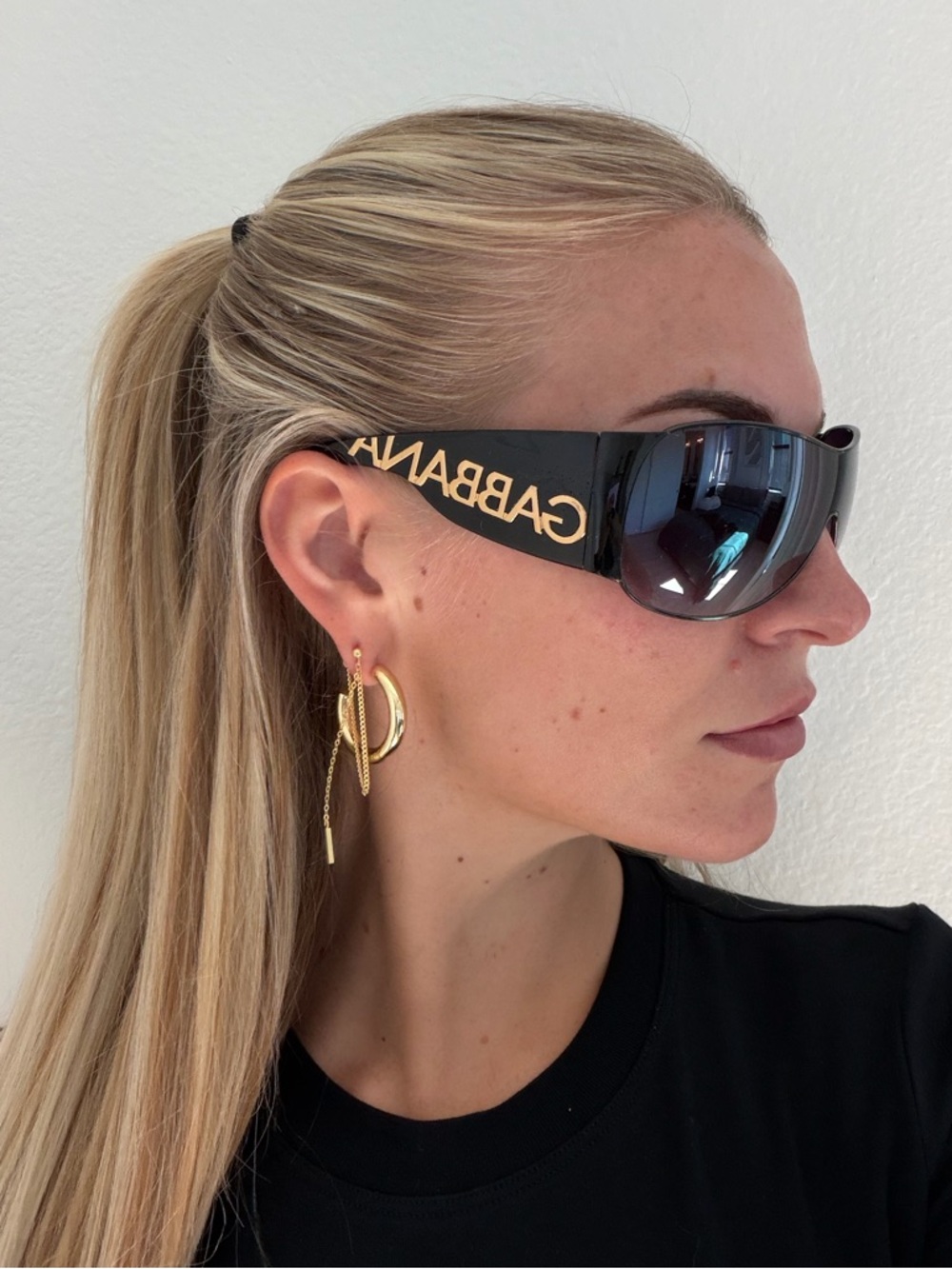Dolce & Gabbana Black Sunglasses with Gold Logo